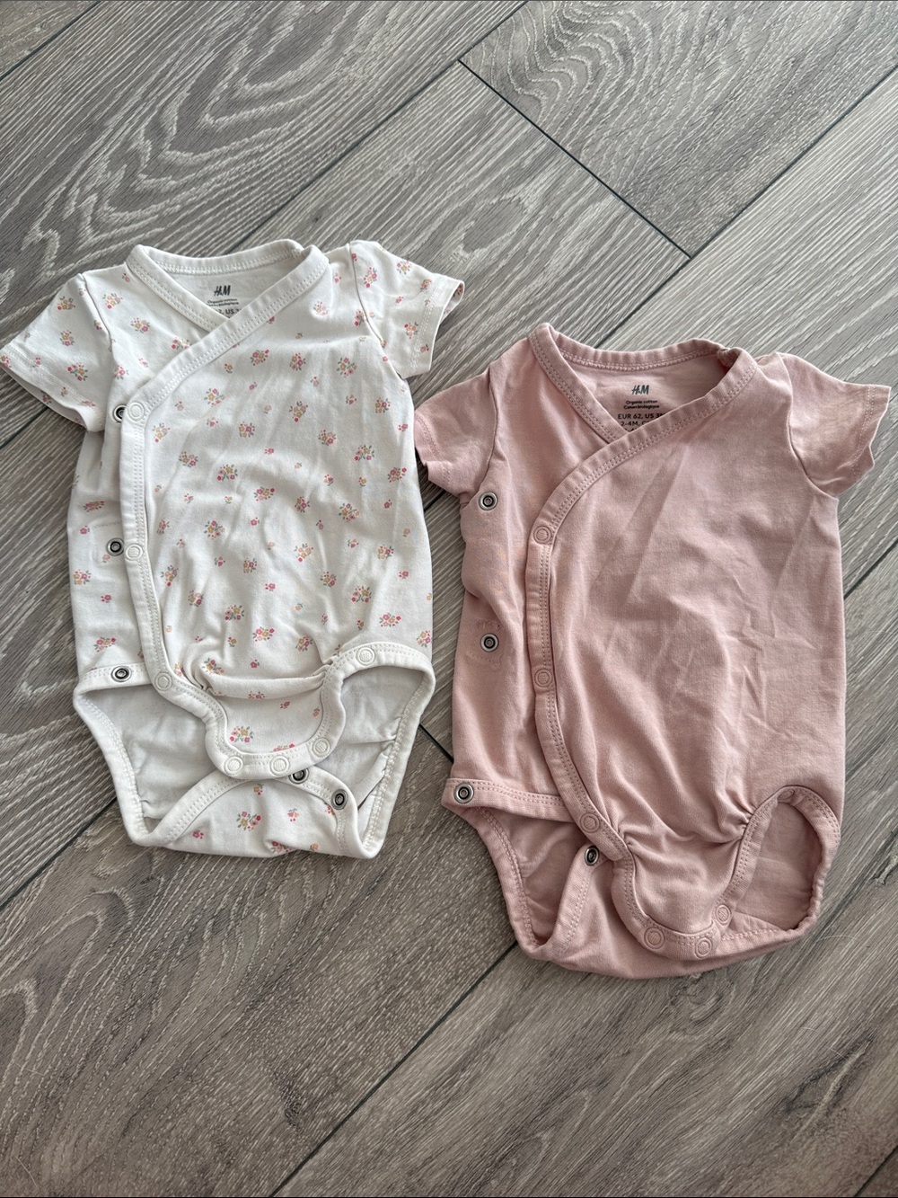 H&M Baby Kimono Onesies - Pink & White Floral